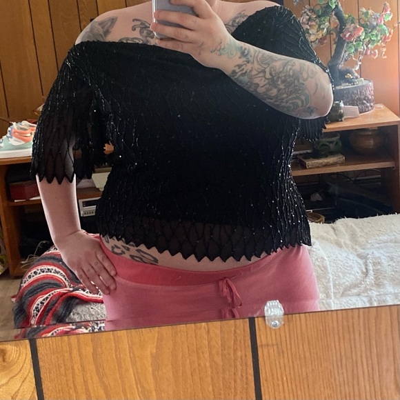 Vintage JMD New York Beaded shirt top intricately beaded off the shoulder shirt - Picture 9 of 9